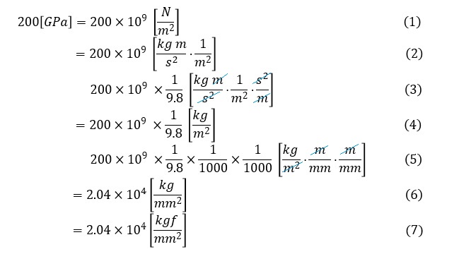 [Pa]から[kgf/mm2]への単位換算