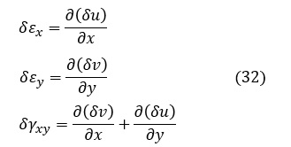 仮想変位の各成分δｕ．δｖに対応するひずみ成分